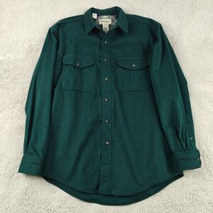 Eddie Bauer Flannel Thick Shirt Men's M Green Standard Fit Cozy Soft Shacket
